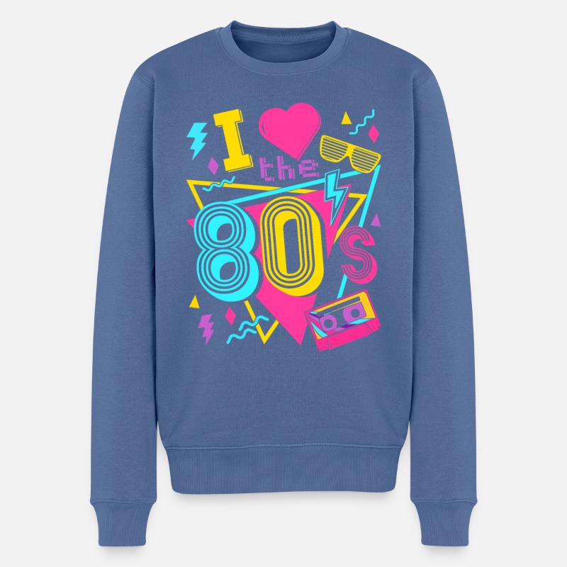 Ich Liebe die 80er - Männer Premium Bio Pullover - Taubenblau