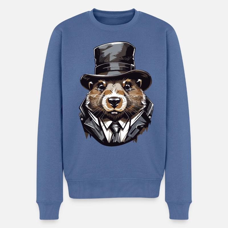 Beaver Gangster Old School - Pull Premium bio Homme - bleu pigeon
