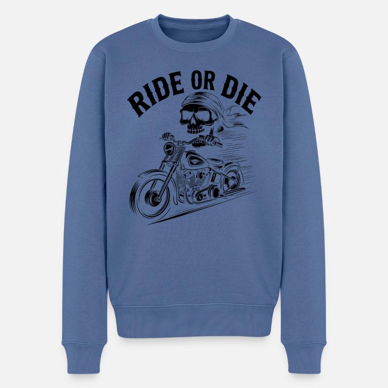 Ride or Die - Atemberaubendes Skeleton Biker Zitat - Männer Premium Bio Pullover - Taubenblau