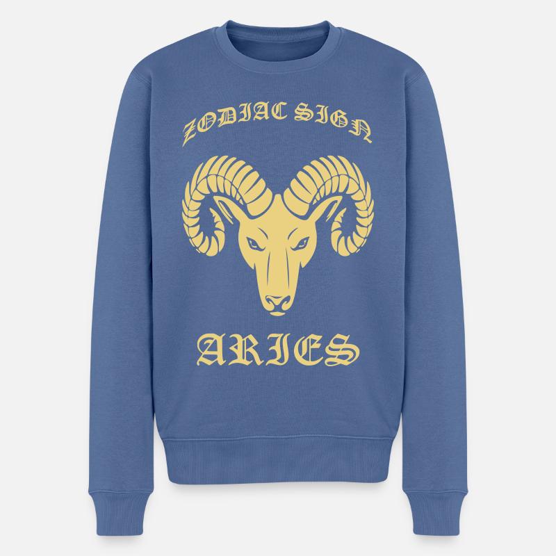 ZODIAC SIGN ARIES by mortieight - Männer Premium Bio Pullover - Taubenblau