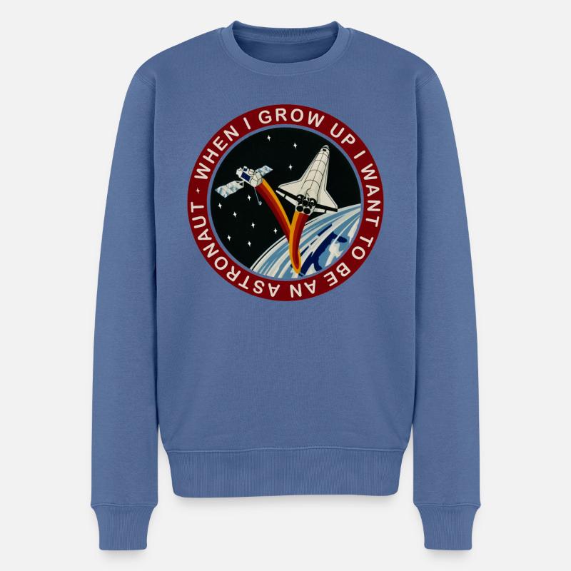 NASA Wenn Ich Groß Bin Werde Ich Astronaut Spruch - Männer Premium Bio Pullover - Taubenblau