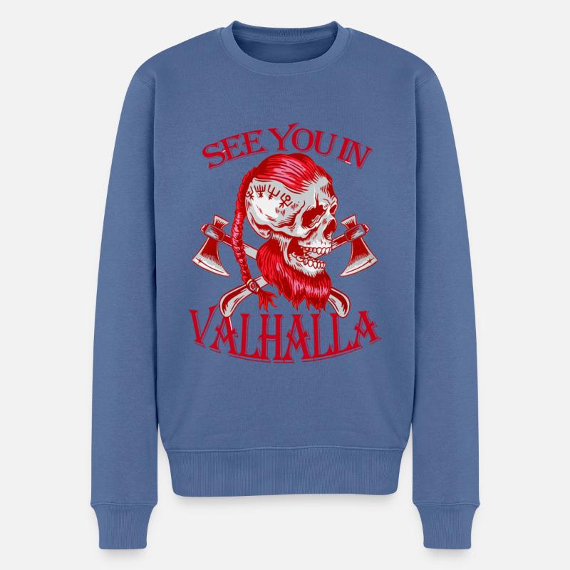 SEE YOU IN VALHALLA - Männer Premium Bio Pullover - Taubenblau