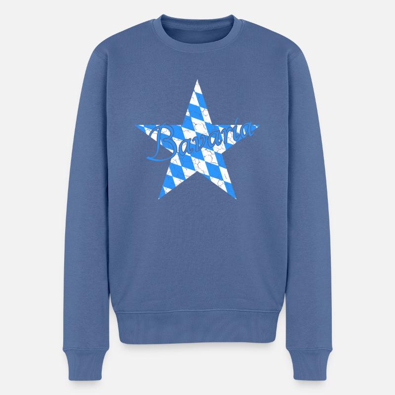 Bavaria Bayern - Männer Premium Bio Pullover - Taubenblau