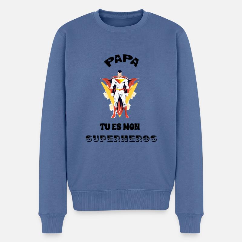 Papa mon superhéros - Pull Premium bio Homme - bleu pigeon