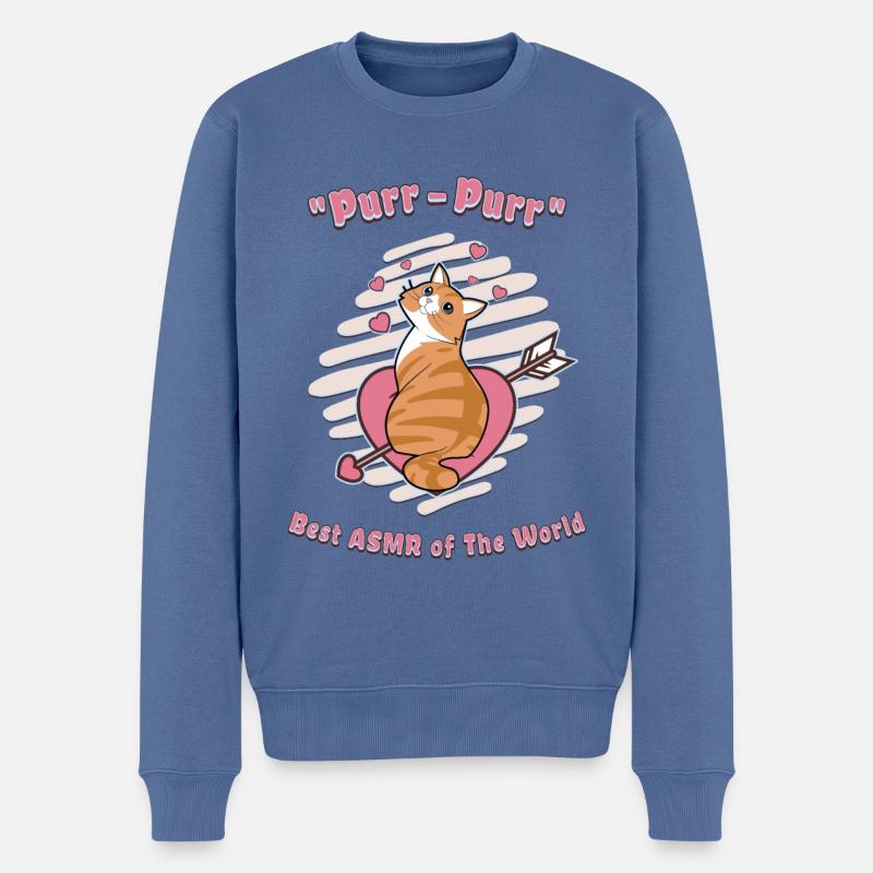 CHAT ASMR - Pull Premium bio Homme - bleu pigeon