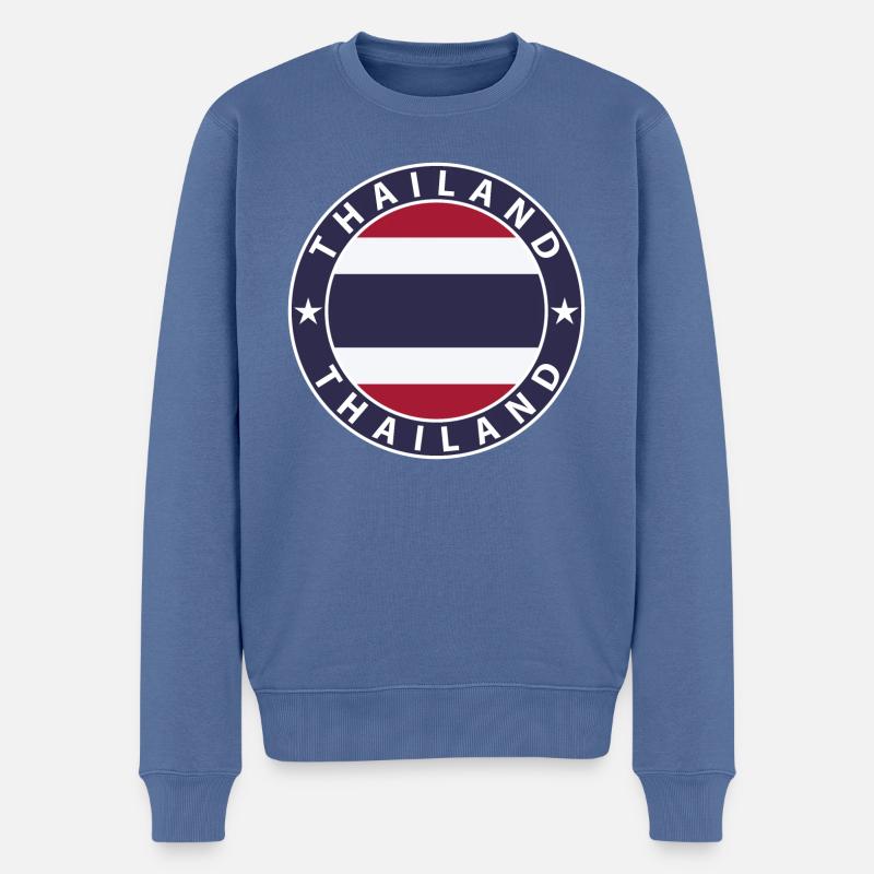 Thailand - Männer Premium Bio Pullover - Taubenblau
