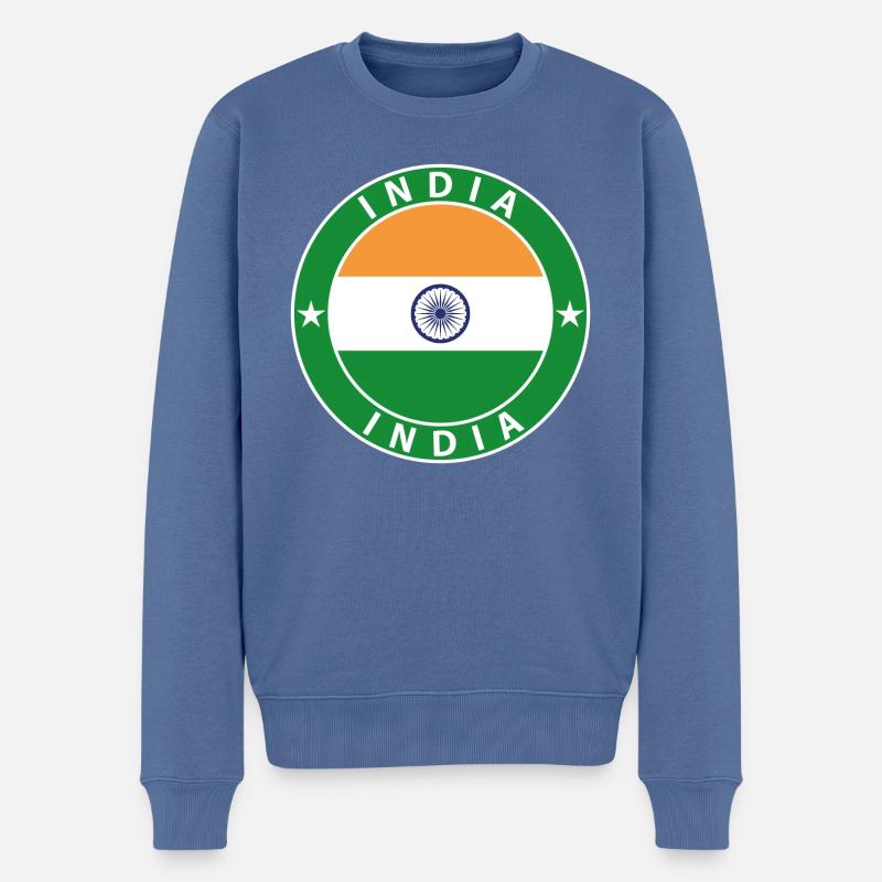 Inde - Pull Premium bio Homme - bleu pigeon