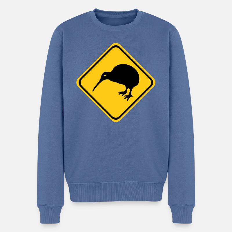 Kiwi Neuseeland Schild - Männer Premium Bio Pullover - Taubenblau