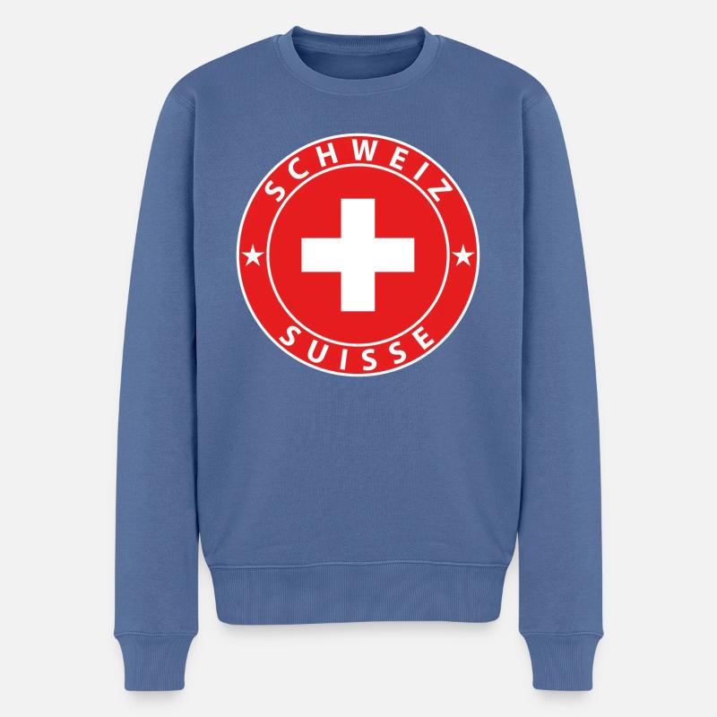 Schweiz - Männer Premium Bio Pullover - Taubenblau