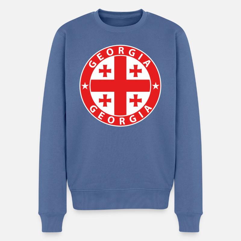 Georgia - Männer Premium Bio Pullover - Taubenblau