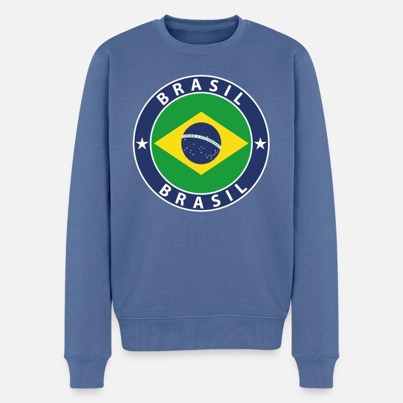 Brasilien - Männer Premium Bio Pullover - Taubenblau