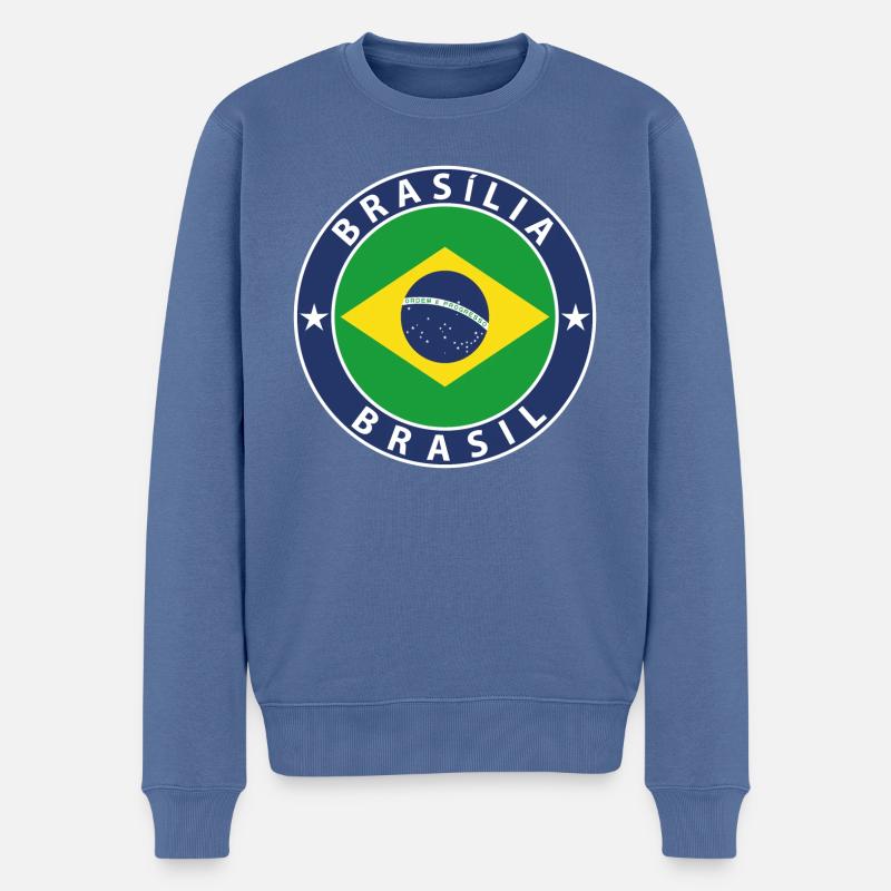 Brasilia - Männer Premium Bio Pullover - Taubenblau