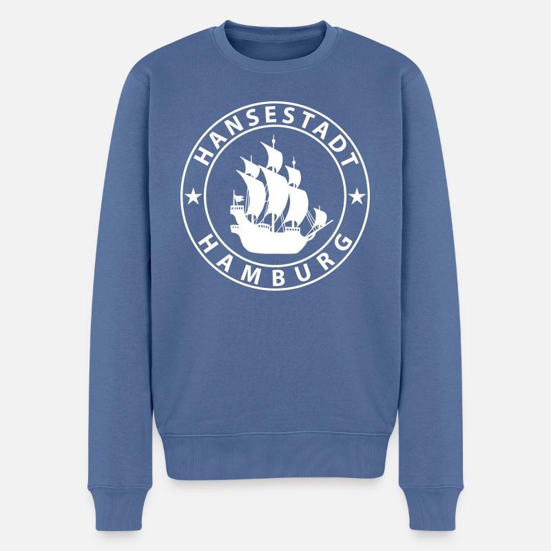 Hamburg - Männer Premium Bio Pullover - Taubenblau