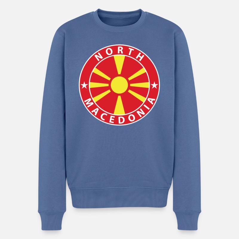 Nordmazedonien - Männer Premium Bio Pullover - Taubenblau