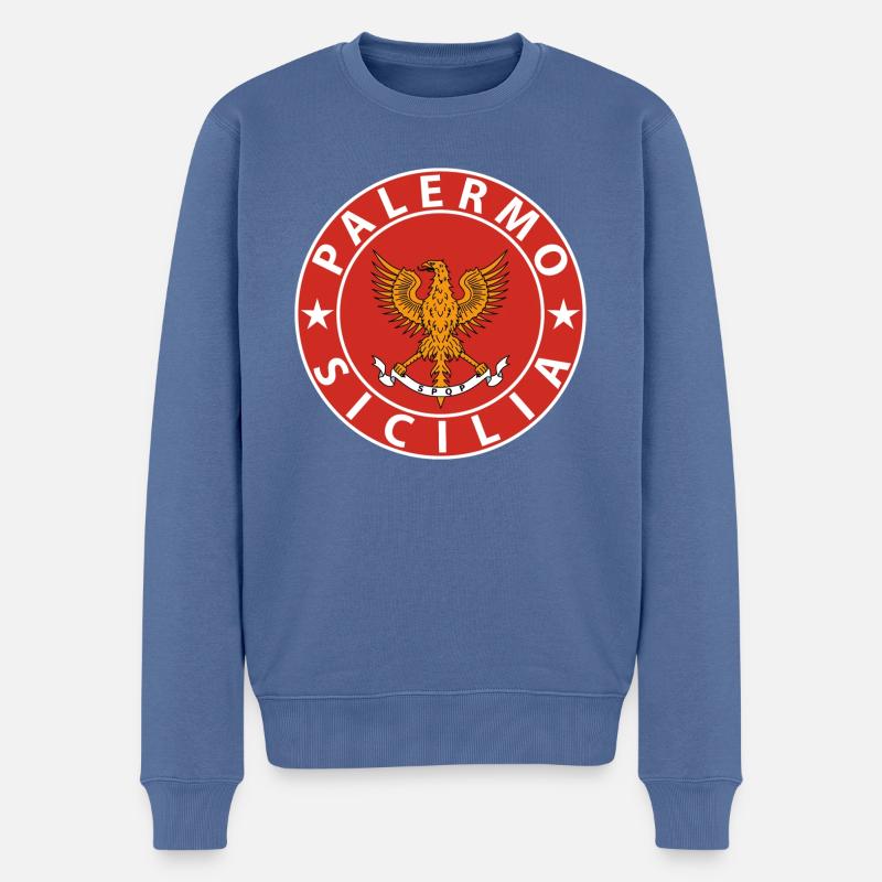 Palermo - Männer Premium Bio Pullover - Taubenblau