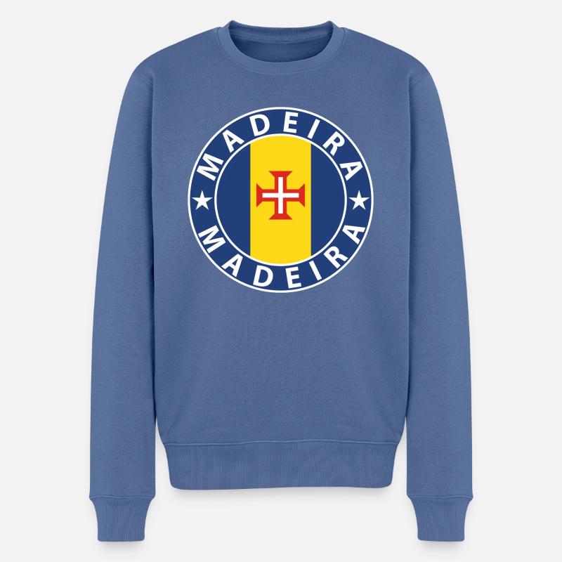 Madeira - Männer Premium Bio Pullover - Taubenblau