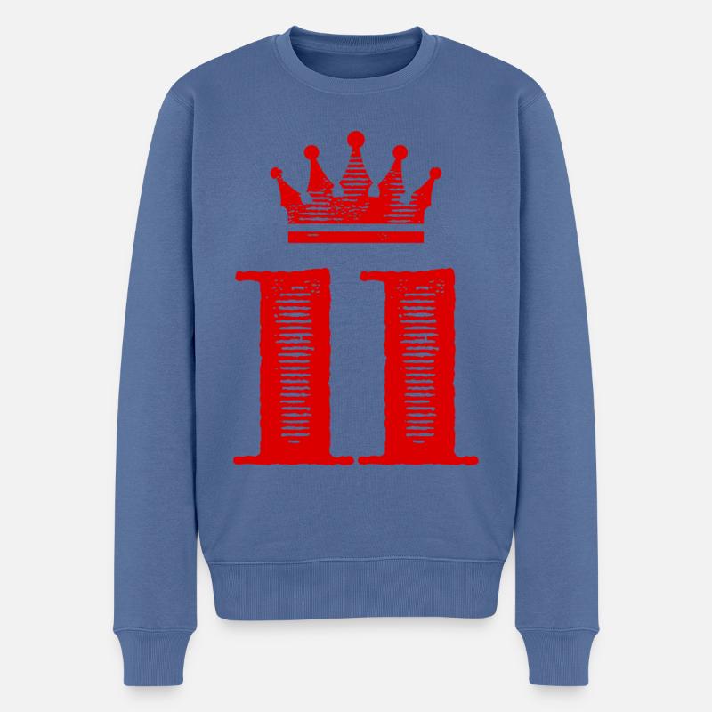 11 Zahl Krone - Männer Premium Bio Pullover - Taubenblau