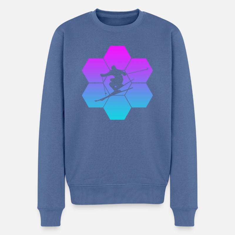 Skiing - Männer Premium Bio Pullover - Taubenblau