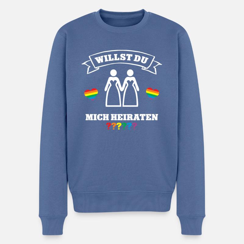 Antrag Hochzeit LGBTQ Willst Du mich Heiraten - Männer Premium Bio Pullover - Taubenblau