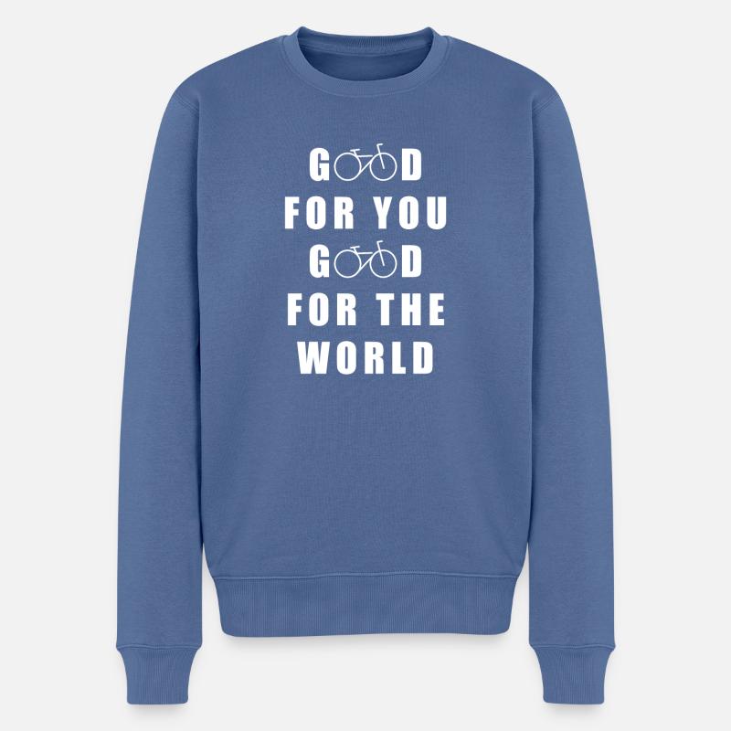 good for you good for the world - Männer Premium Bio Pullover - Taubenblau
