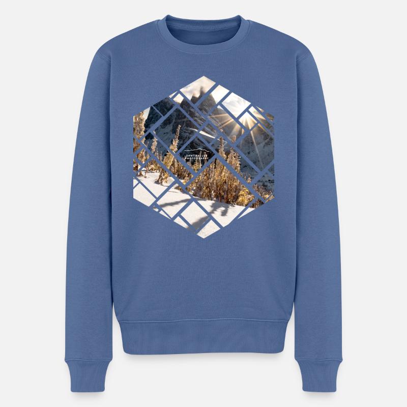 Dolomites Seceda Paysage hivernal - Pull Premium bio Homme - bleu pigeon