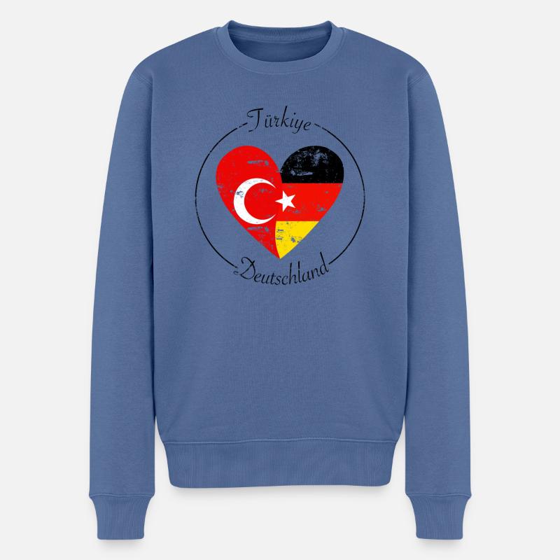Türkiye und Deutschland Herz Logo - Männer Premium Bio Pullover - Taubenblau