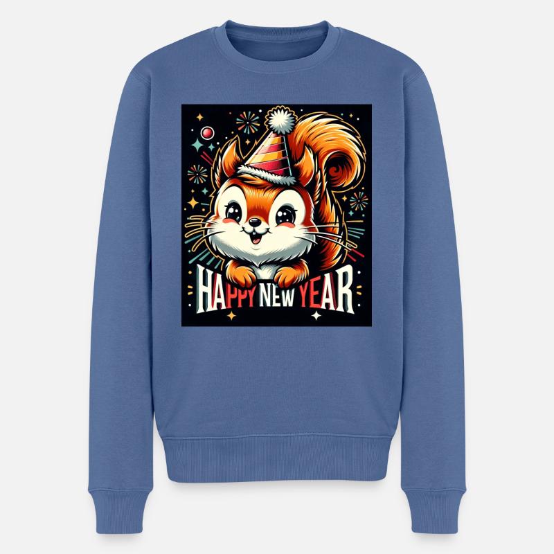 Neujahr Sylvester Eichhörnchen Jahreswechsel - Männer Premium Bio Pullover - Taubenblau