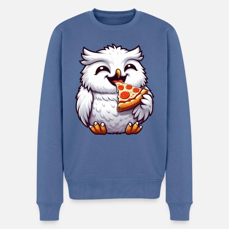 Eule Schneeeule Pizza Pizzaliebhaber - Männer Premium Bio Pullover - Taubenblau