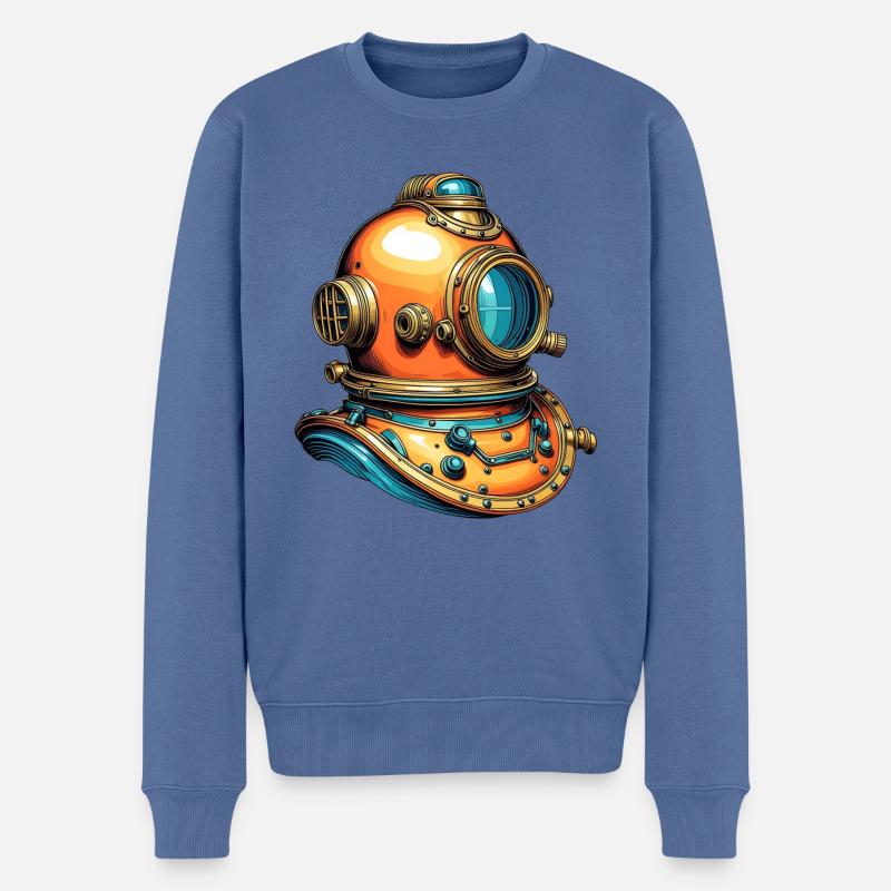Alter nostalgischer Taucherhelm - Männer Premium Bio Pullover - Taubenblau