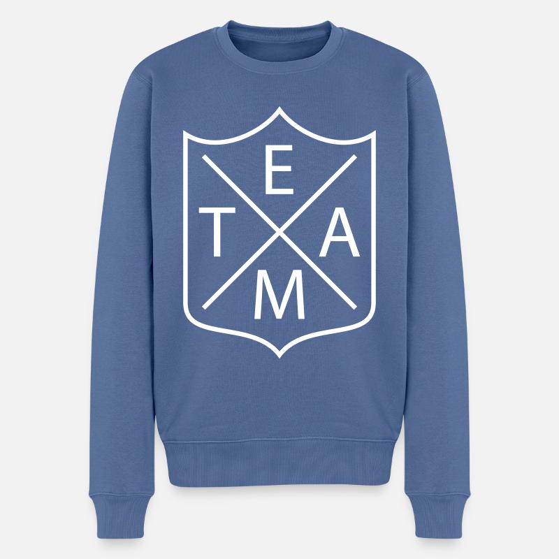 Team - Männer Premium Bio Pullover - Taubenblau
