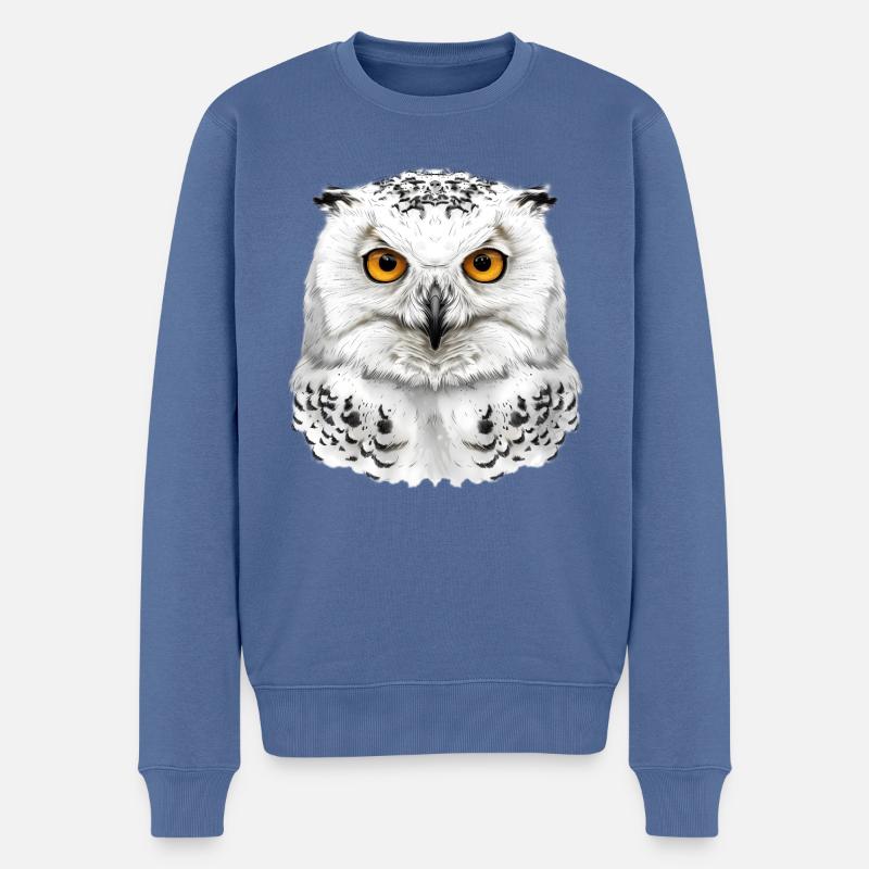 Schneeeulen-Kopf - Männer Premium Bio Pullover - Taubenblau