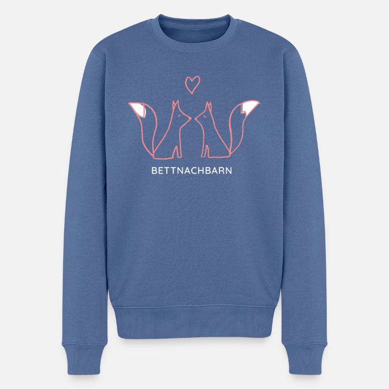 Bettnachbarn Füchse | Paar-Liebe - Männer Premium Bio Pullover - Taubenblau