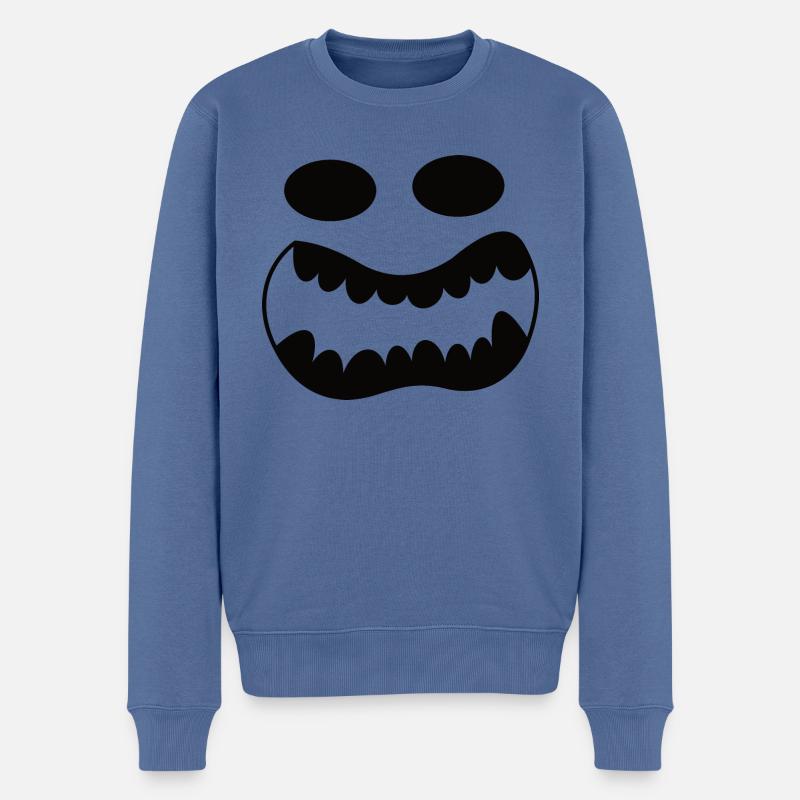 Kürbis Halloween - Männer Premium Bio Pullover - Taubenblau