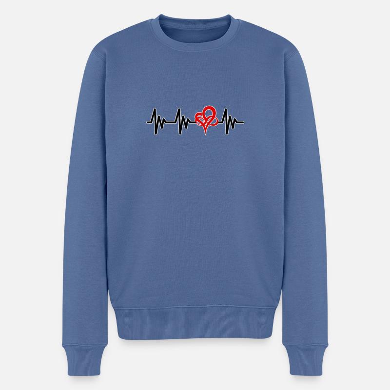Liebe Herzschlag EKG - Männer Premium Bio Pullover - Taubenblau