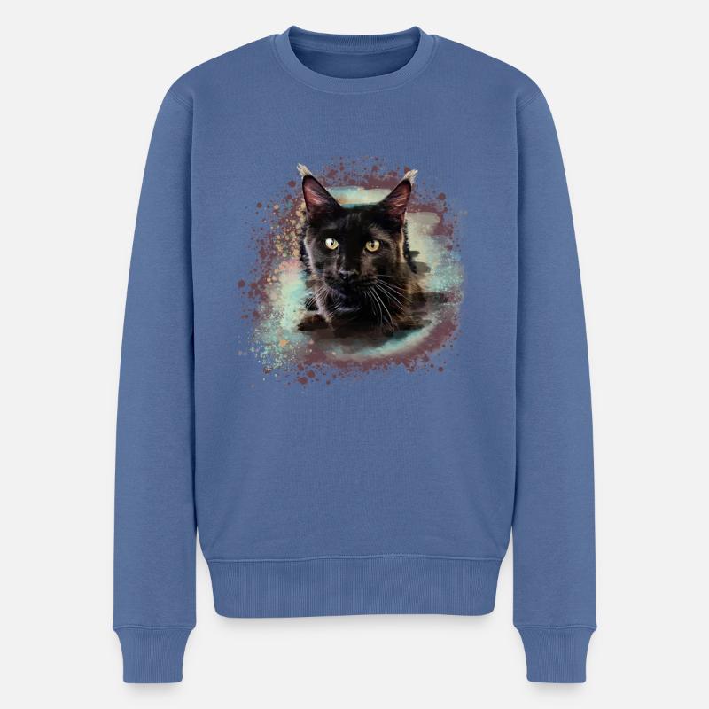 maincoon,katze,graffiti,malerei, Maine-Coon-Katze, - Männer Premium Bio Pullover - Taubenblau