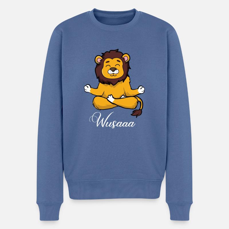Auszeit Durchatmen Wusaaa Löwe - Männer Premium Bio Pullover - Taubenblau