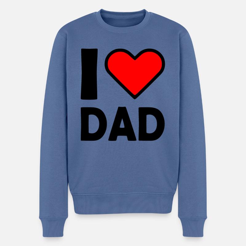 I love dad - Männer Premium Bio Pullover - Taubenblau