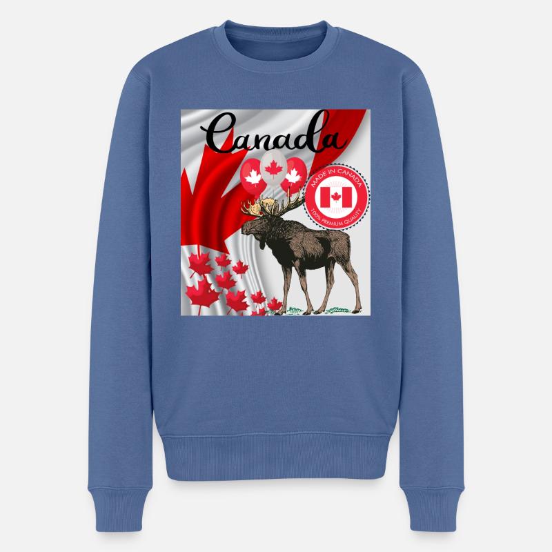 Kanada, Ahornblatt. - Männer Premium Bio Pullover - Taubenblau