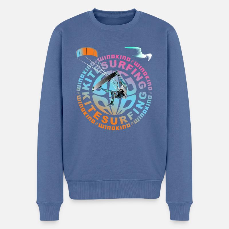 BigAir Windkind 2 - Männer Premium Bio Pullover - Taubenblau