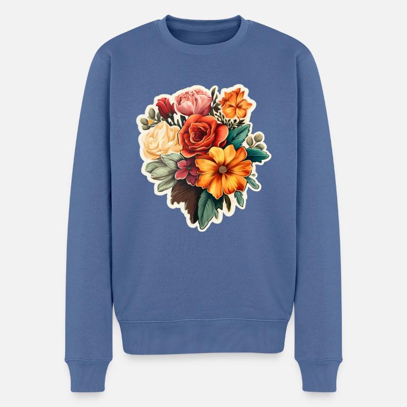 Blumenstrauß bunt - Männer Premium Bio Pullover - Taubenblau