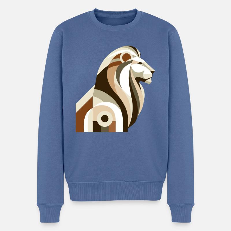 Lion abstrait - Pull Premium bio Homme - bleu pigeon