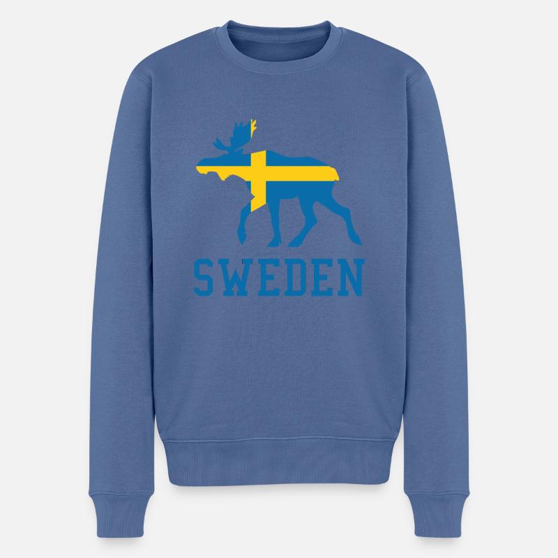 Sweden Moose - Männer Premium Bio Pullover - Taubenblau