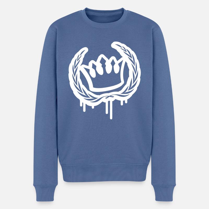 krone kranz - Männer Premium Bio Pullover - Taubenblau