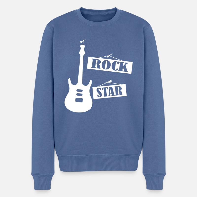 Rock Musik Rock and Roll - Pull Premium bio Homme - bleu pigeon