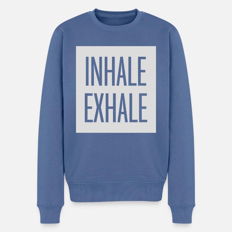 Inspirez expirez Yoga citation - Pull Premium bio Homme - bleu pigeon