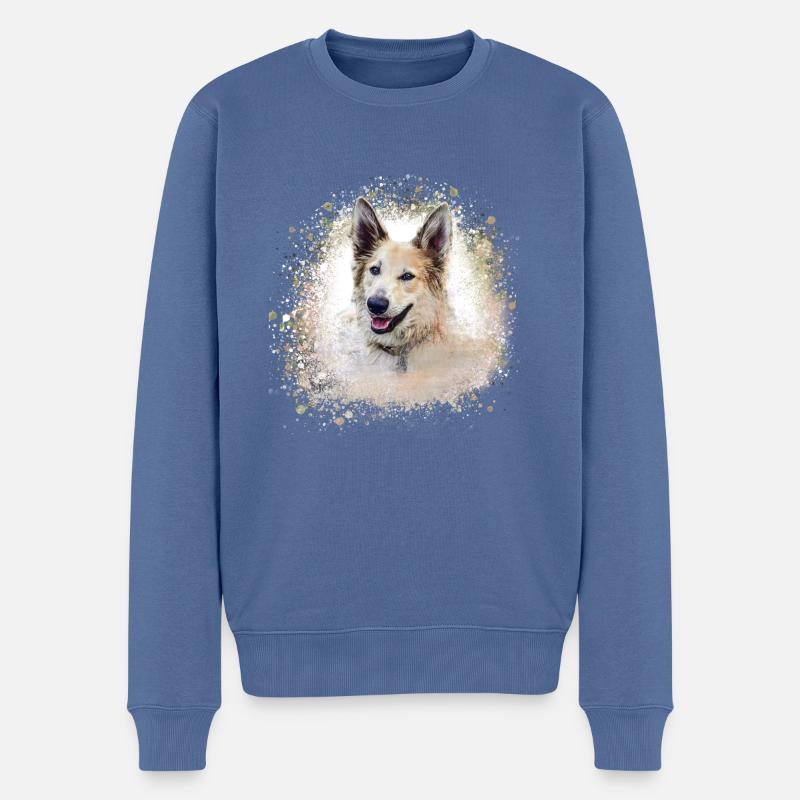Chinook, hund, graffiti,beige,malerei,schäferhund - Männer Premium Bio Pullover - Taubenblau
