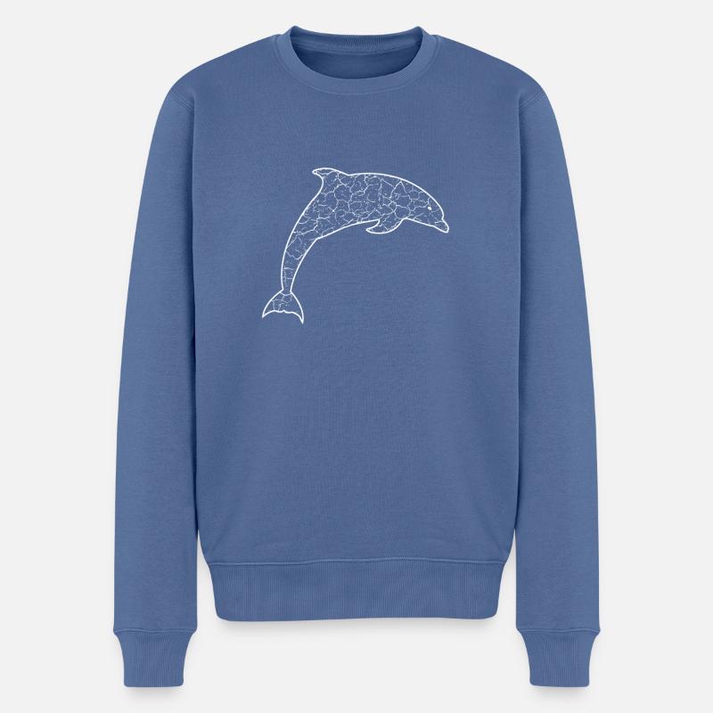 Delfin dolphin - Männer Premium Bio Pullover - Taubenblau