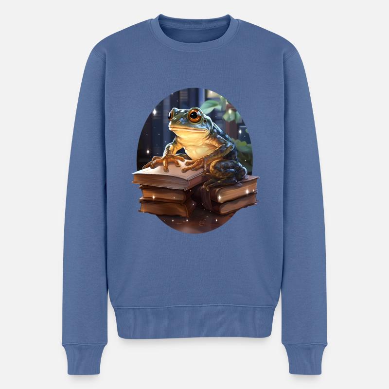 Frosch - Männer Premium Bio Pullover - Taubenblau