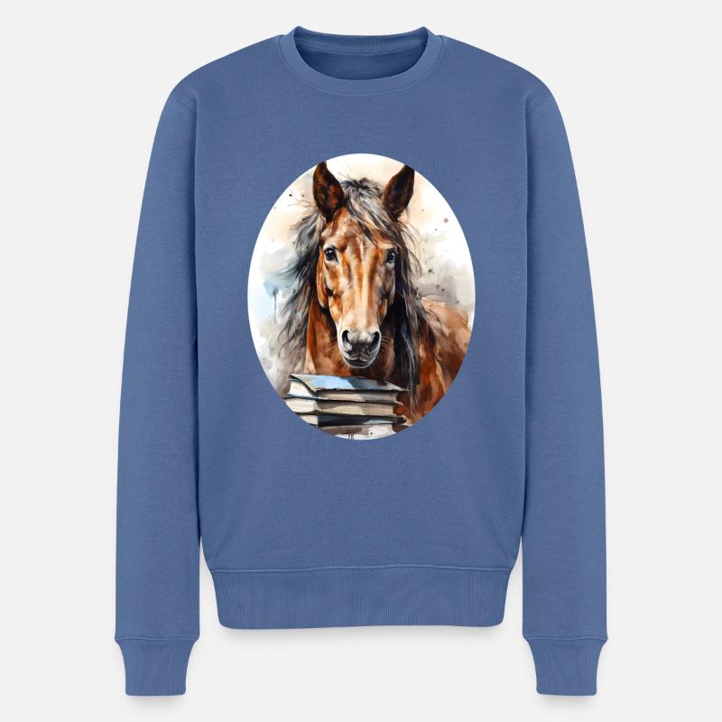 Pferd - Männer Premium Bio Pullover - Taubenblau