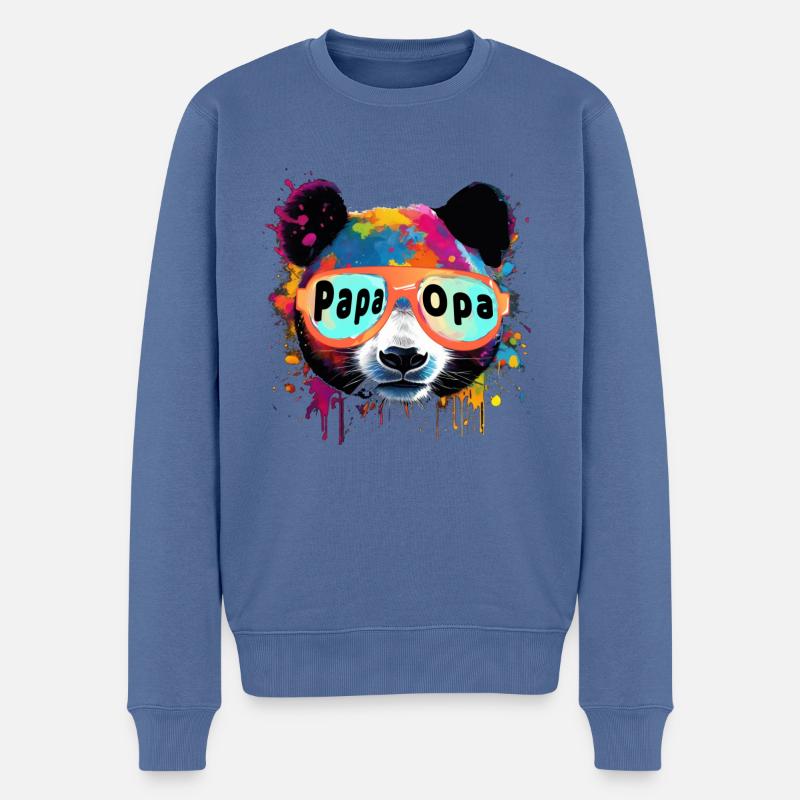 Papa, Opa, Bär,pandabär,illustration,bunt,Graffiti - Männer Premium Bio Pullover - Taubenblau